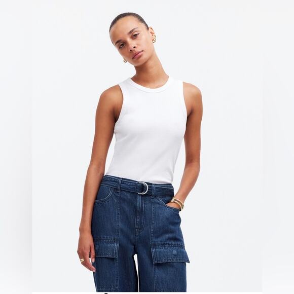 Madewell Belted Wide-Leg Cargo jeans in Marlberry Wash Denim Women’s Size 27 NWT - Picture 2 of 14